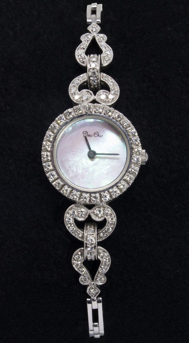 Orologio da Polso in Oro Bianco, Madreperla e Diamanti