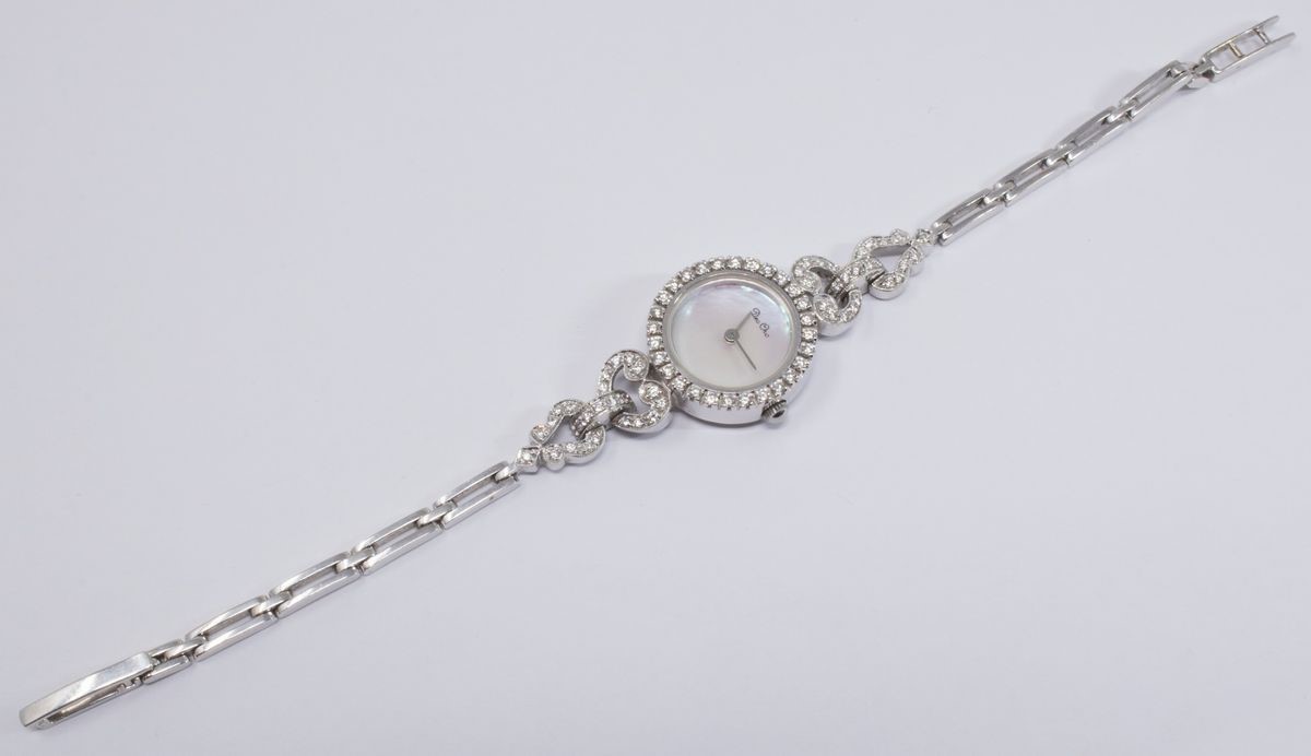 Orologio da Polso in Oro Bianco, Madreperla e Diamanti