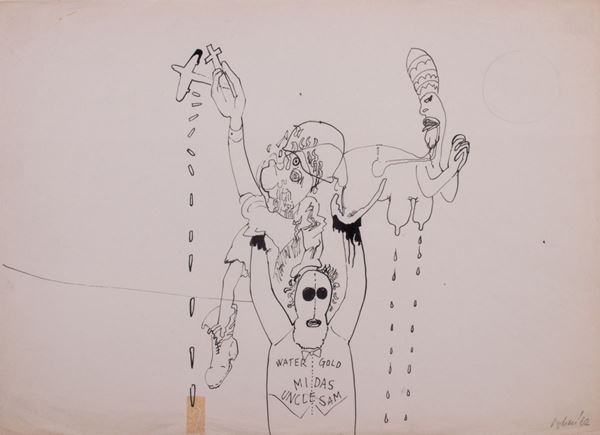 Tino Vaglieri : Senza titolo  (1962)  - China su carta applicata su cartoncino - Asta Parade III - Arte del Novecento, Contemporanea e Grafica - Casa d'aste Farsettiarte