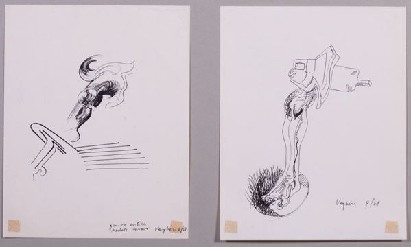 Tino Vaglieri : Due disegni  (1968)  - China su carta - Asta Parade III - Arte del Novecento, Contemporanea e Grafica - Casa d'aste Farsettiarte