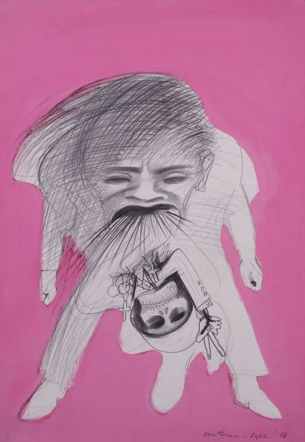 Tino Vaglieri : Vomitazione  (1968)  - Tempera e matita su cartoncino - Auction Parade III - Twentieth Century and Contemporary Art, Prints and Multiples - Casa d'aste Farsettiarte