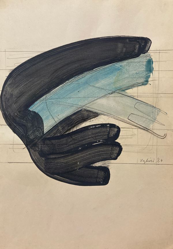 Tino Vaglieri : Senza titolo  (1967)  - Tecnica msta su carta - Auction PARADE V - Contemporary Art - Casa d'aste Farsettiarte