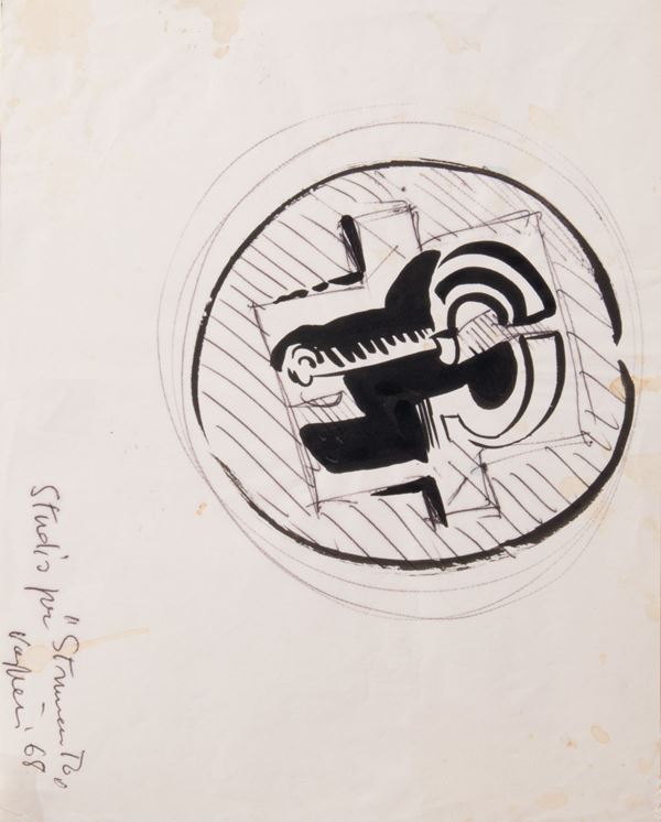 Tino Vaglieri : Studio per strumento  (1968)  - China su carta - Asta PARADE V - Arte Contemporanea - Casa d'aste Farsettiarte