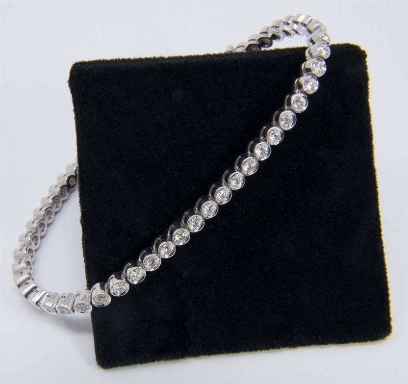 Bracciale Tennis in Oro Bianco e Diamanti