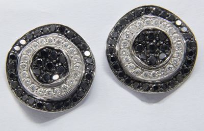 Orecchini in Oro Bianco con Diamanti Bianchi e Neri