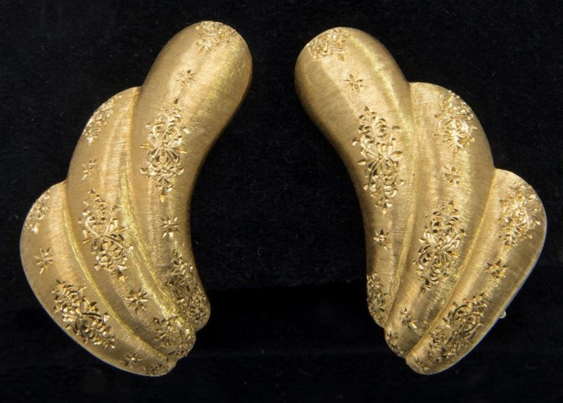 Buccellati Orecchini a Clips in Oro Giallo Satinato