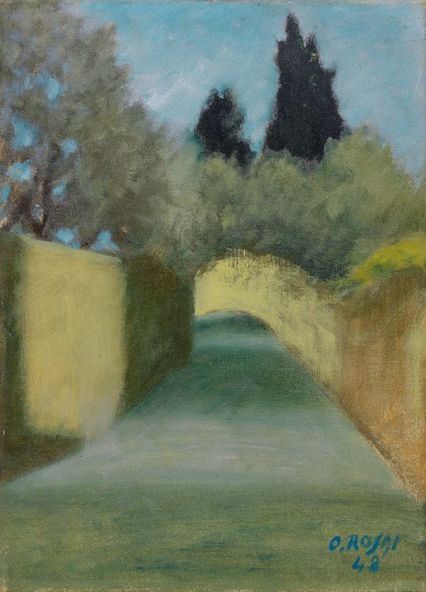 Ottone Rosai : Via San Leonardo  (1948)  - Olio su tela - Auction MODERN ART - II - Casa d'aste Farsettiarte