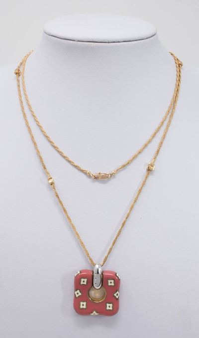 Collana Girocollo in Oro Giallo e Bianco con Pendente