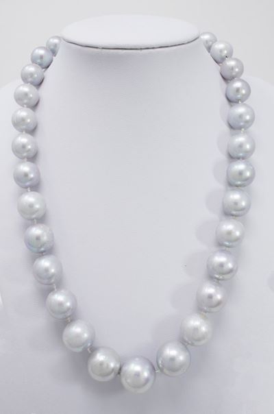 Collana Girocollo di Perle Grigie in Gradazione