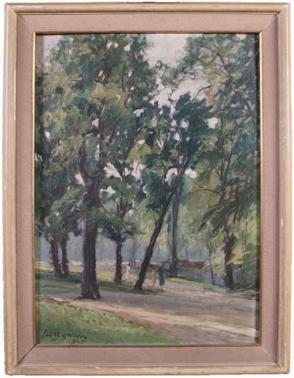 Ignoto del XX secolo : Parco  (1945)  - Olio su compensato - Auction PARADE II - XIX and XX Century Paintings and Drawings - Casa d'aste Farsettiarte