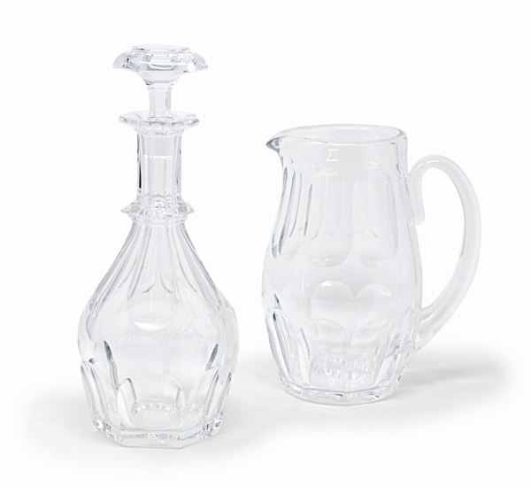 Baccarat brocca e bottiglia con tappo Harcourt 1841 in cristallo intagliato   - Asta L'Arte della Tavola - Casa d'aste Farsettiarte