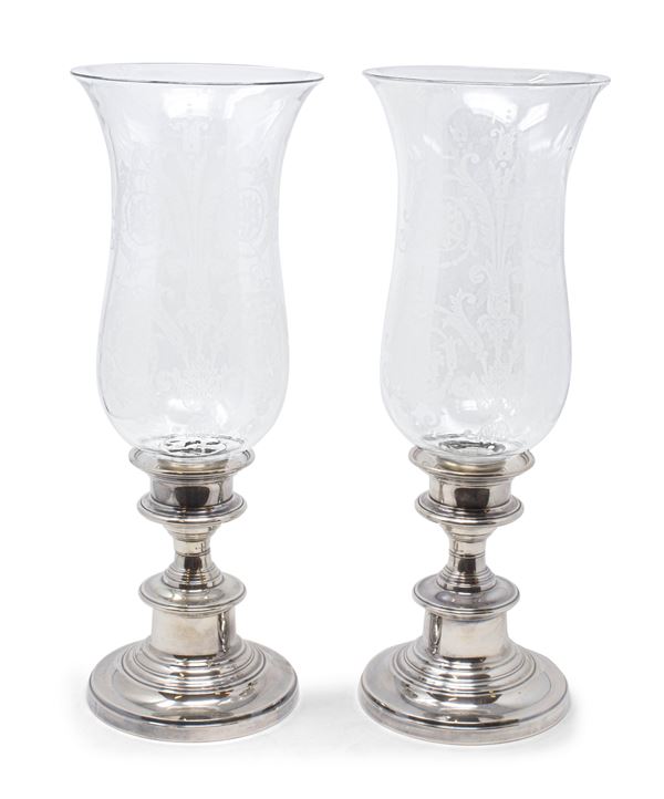 Baccarat e Ricci coppia di portalumi in argento e cristallo  - Auction The Art of the Table - Casa d'aste Farsettiarte