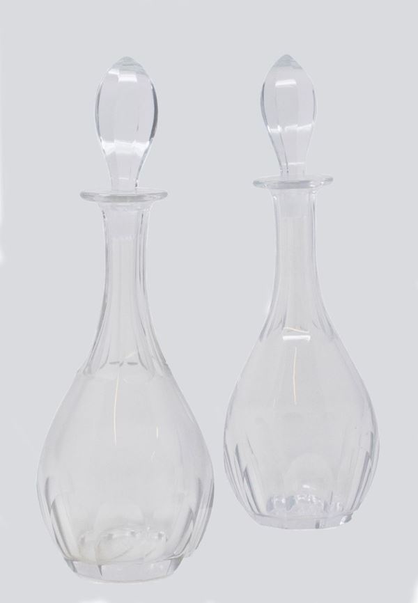 Coppia di bottiglie con tappi in cristallo incolore  - Asta L'Arte della Tavola - Casa d'aste Farsettiarte