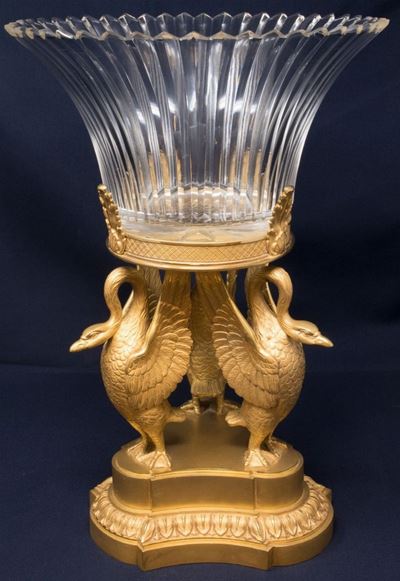 Vaso in Bronzo Dorato e Cristallo