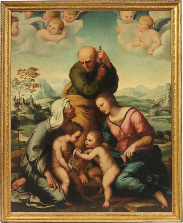 Ignoto del XVIII secolo - Sacra Famiglia con i Santi Elisabetta e Giovannino