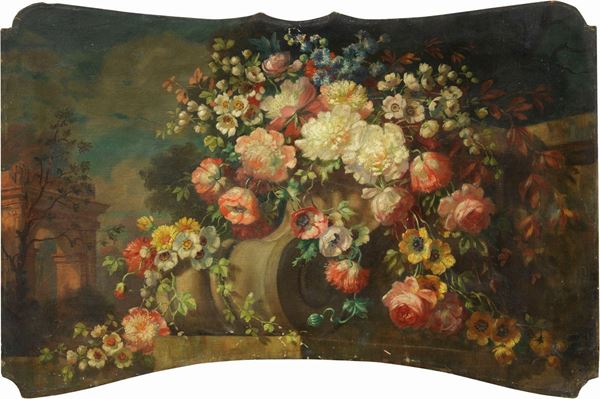 Scuola piemontese del XVIII secolo - Due opere raffiguranti «Natura morta con vaso di fiori»