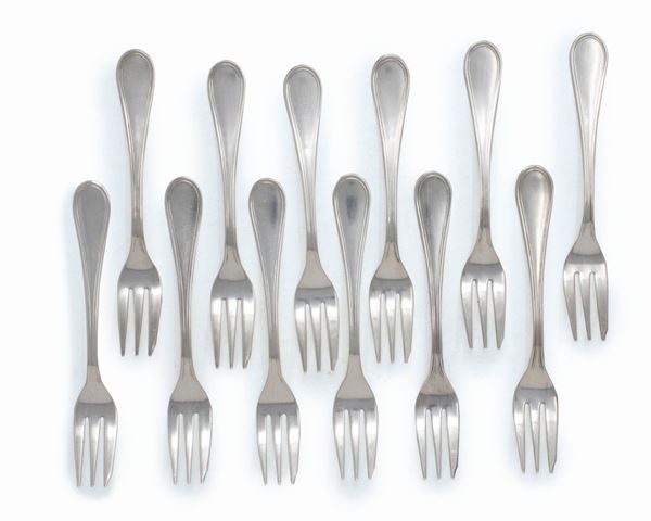 Dodici forchette da dolce in argento  - Asta L'Arte della Tavola - Casa d'aste Farsettiarte