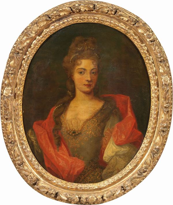 Scuola francese del XVIII secolo : Ritratto di dama  - Olio su tela - Auction Important Old Masters Sculptures and Paintings - I - Casa d'aste Farsettiarte