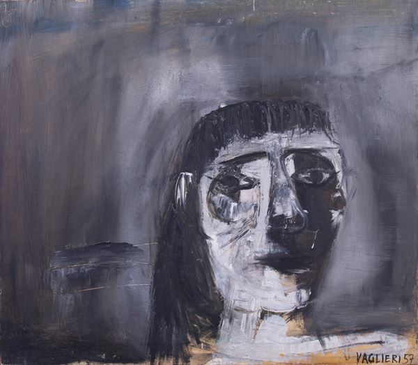 Tino Vaglieri : Ritratto  (1957)  - Olio su tela - Asta PARADE V - Arte Contemporanea - Casa d'aste Farsettiarte