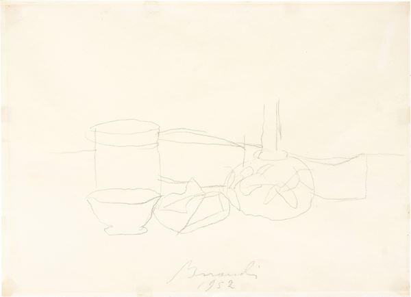 Giorgio Morandi : Natura morta  (1952)  - Matita su carta - Asta Arte Moderna - II - Casa d'aste Farsettiarte