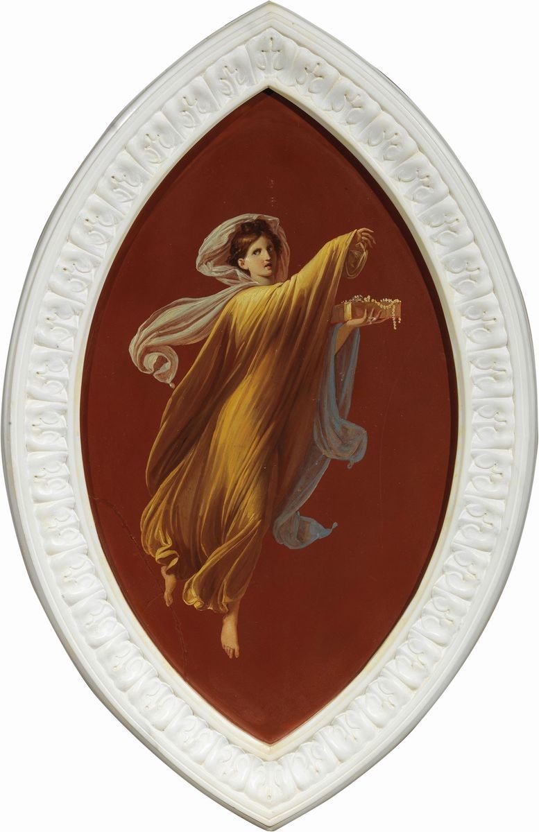 Otto Dipinti in Stile Pompeiano Raffiguranti «figure Femminili Danzanti»