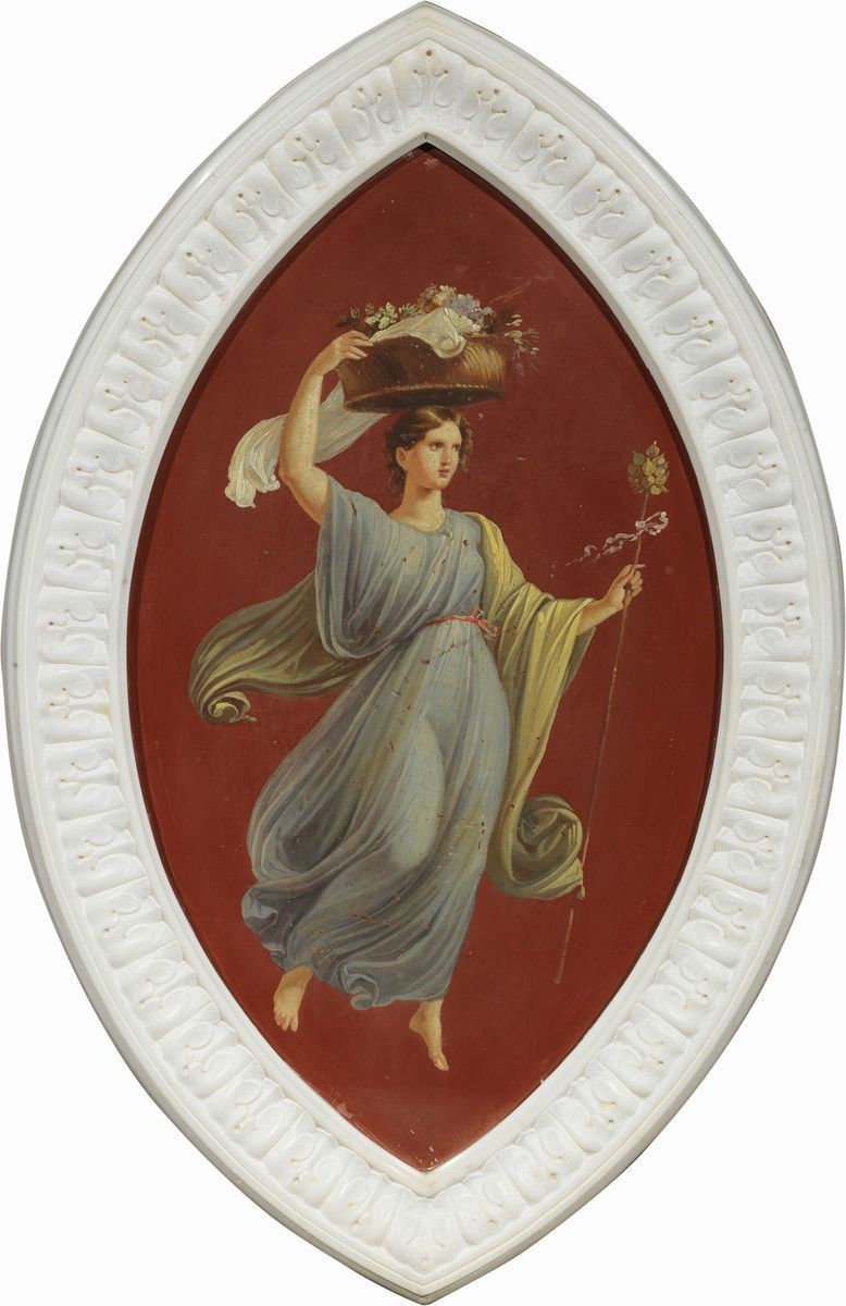 Otto Dipinti in Stile Pompeiano Raffiguranti «figure Femminili Danzanti»
