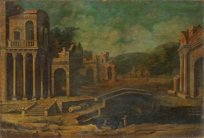 Due Opere Raffiguranti «paesaggio con Architetture»