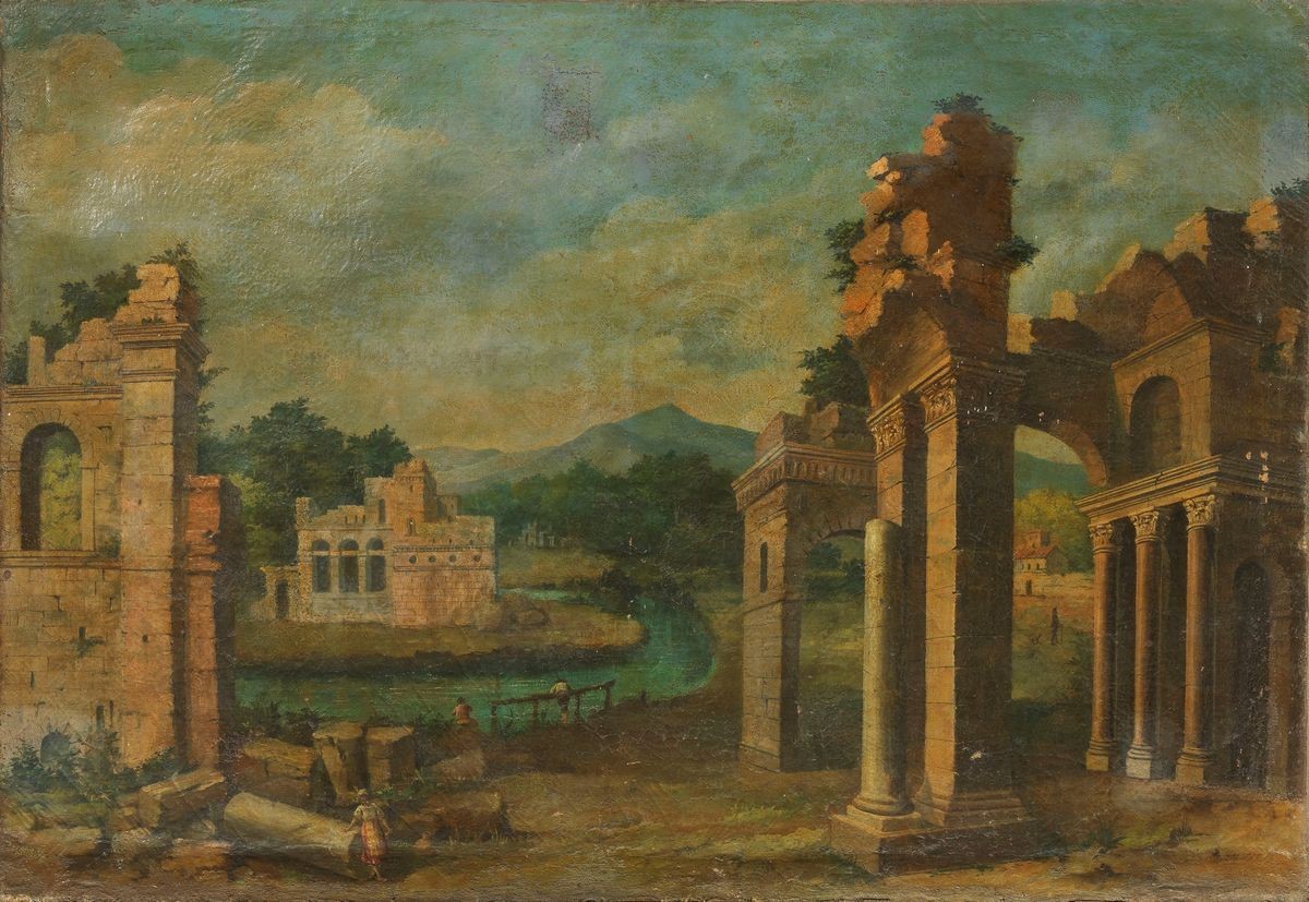 Ignoto del XVIII Secolo - Due Opere Raffiguranti «paesaggio con Architetture»
