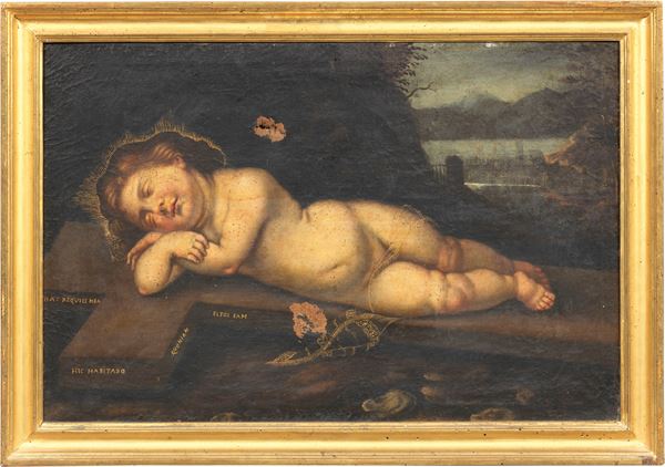 Cristofano Allori (bottega di) - Gesù Bambino addormentato sulla croce