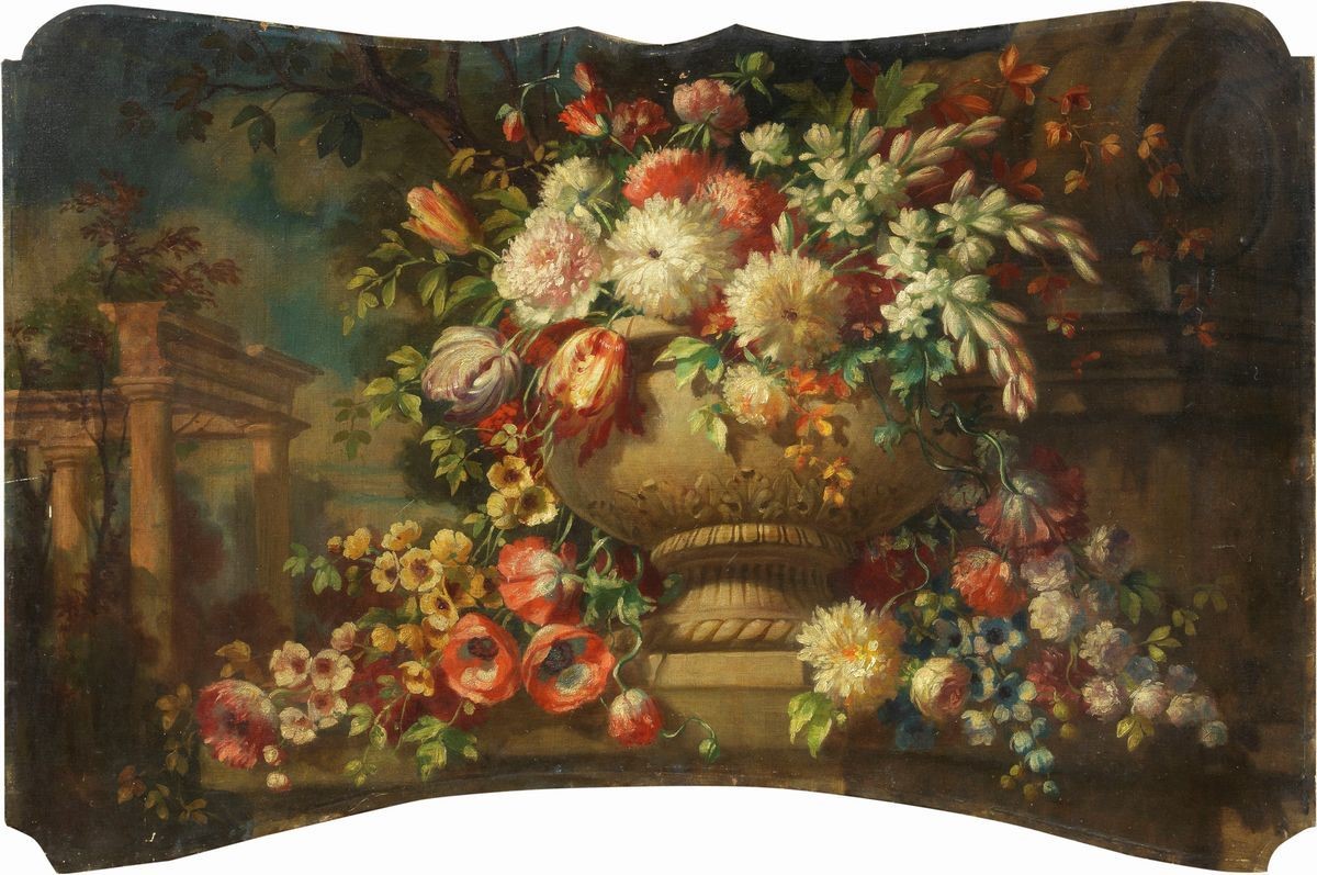 Scuola Piemontese del XVIII Secolo - Due Opere Raffiguranti «natura Morta con Vaso di Fiori»