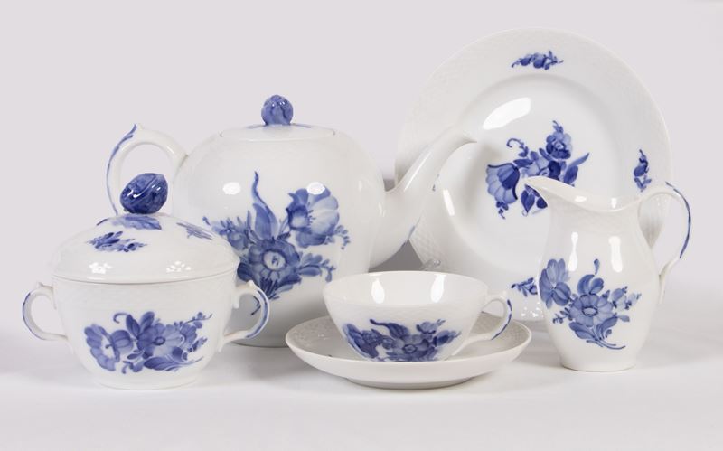Royal Copenhagen "blue Flowers" Servizio da Tè e Dolce in Porcellana