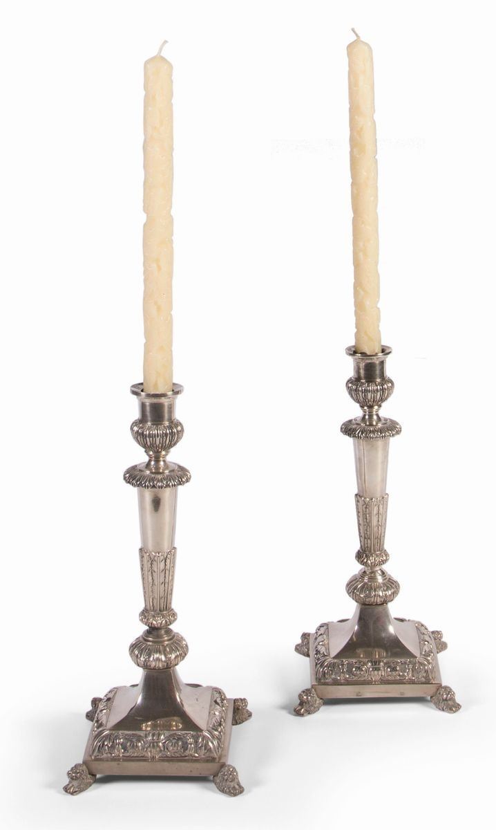 Coppia di Candelieri in Argento