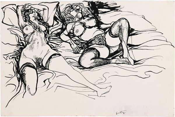 Renato Guttuso : Studio di nudi  - China su carta - Auction PARADE III - MODERN AND CONTEMPORARY ART - Casa d'aste Farsettiarte