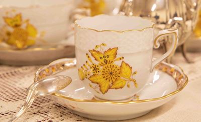 Servizio da Tè, Caffè e Dolce in Porcellana Herend Apponyi Yellow