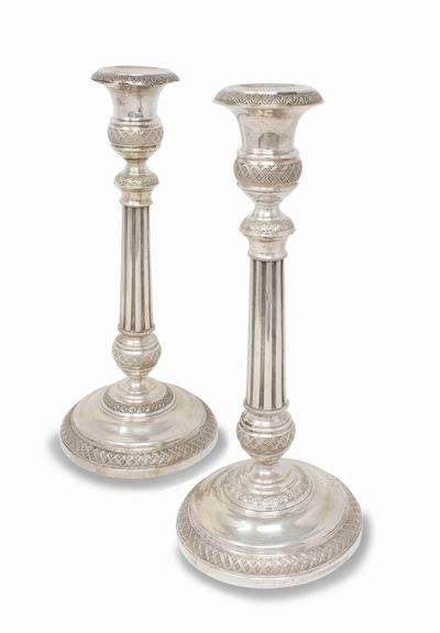Giuseppe Sambonetti Coppia di Candelieri in Argento
