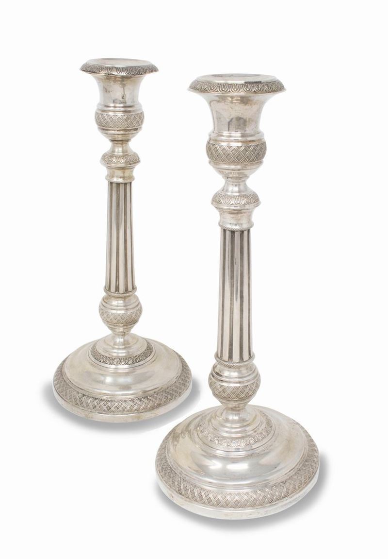 Giuseppe Sambonetti Coppia di Candelieri in Argento