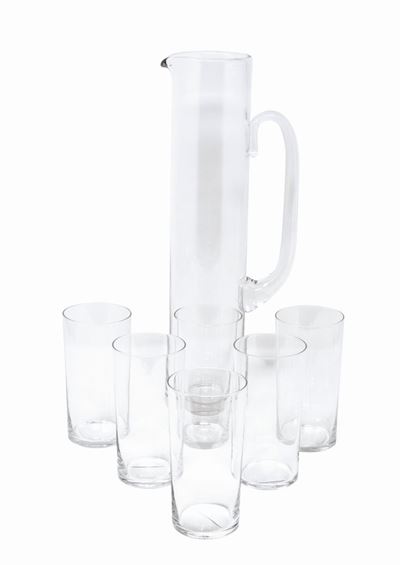 Baccarat Brocca e Sei Bicchieri da Bibita in Cristallo Incolore