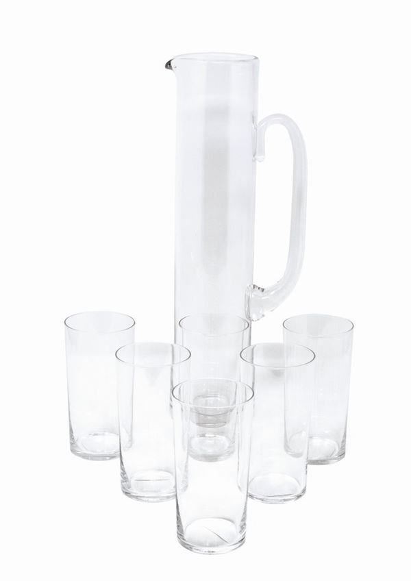 Baccarat brocca e sei bicchieri da bibita in cristallo incolore