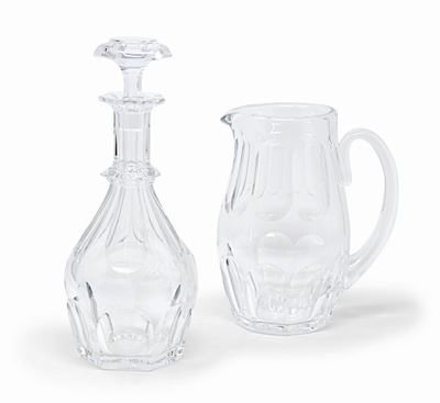 Baccarat Brocca e Bottiglia con Tappo Harcourt 1841 in Cristallo Intagliato