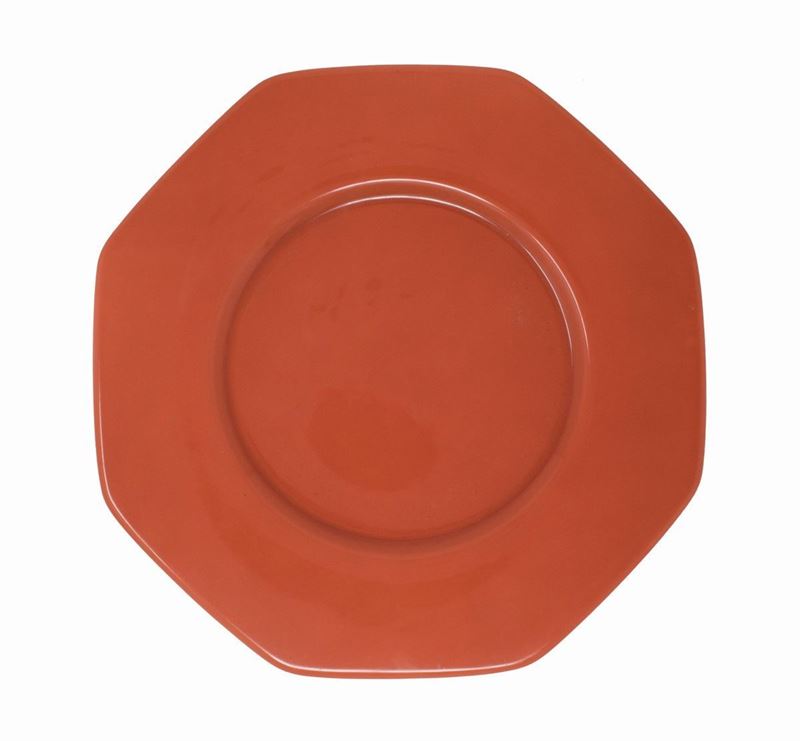 C.e. (ceramica D'este) Quattordici Sottopiatti in Ceramica Dipinta Corallo