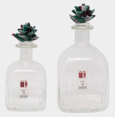 Carlo Moretti Due Bottiglie da Liquore in Vetro Incolore con Tappi