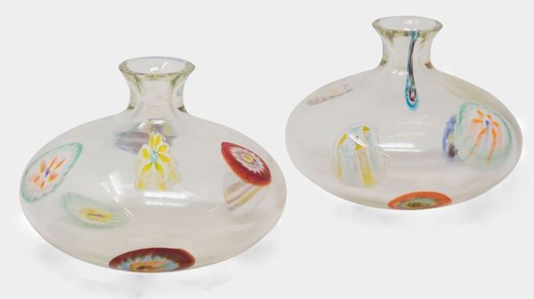 Coppia di decanter in vetro incolore