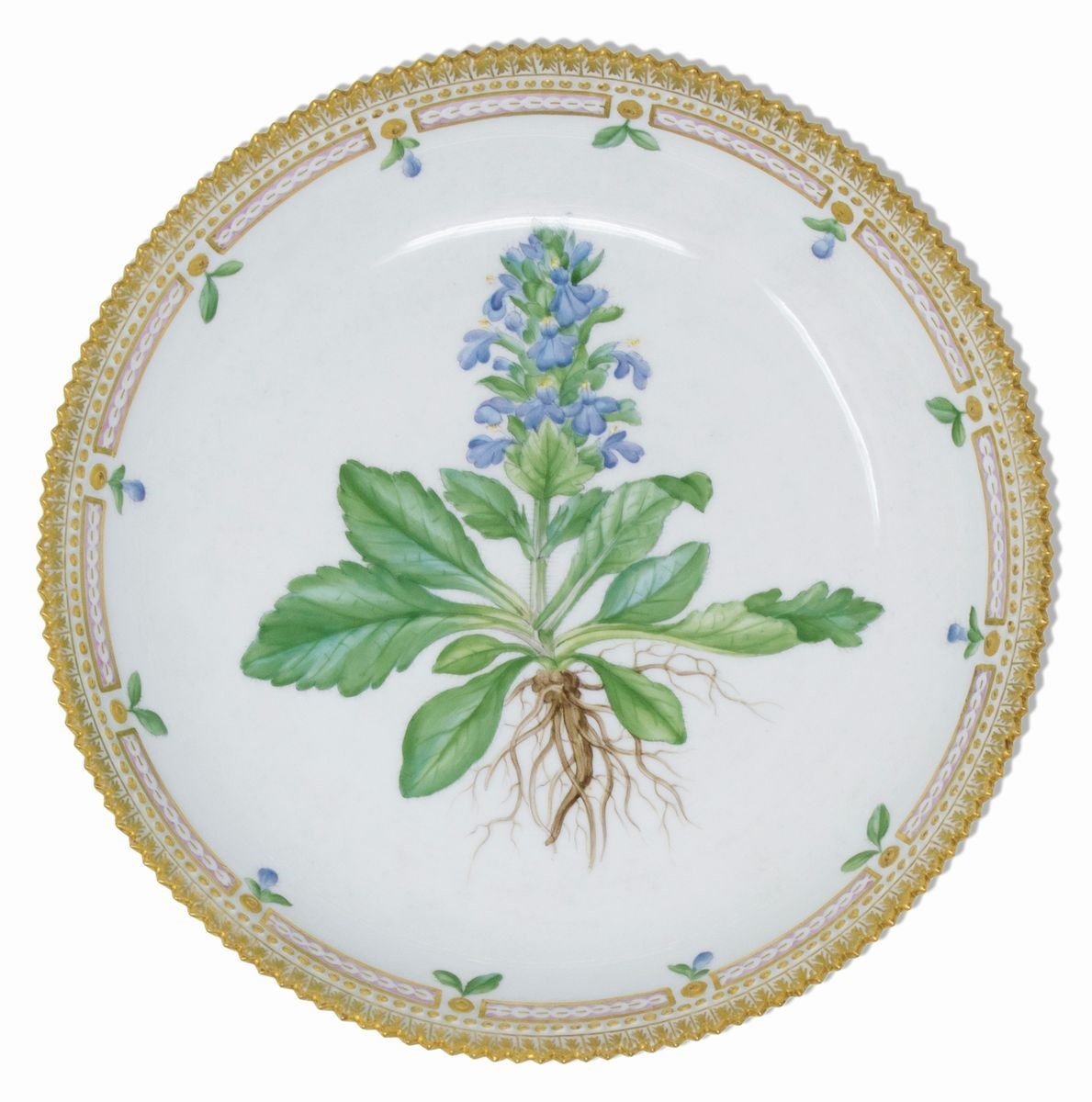 Eccezionale Servizio da Tavola in Porcellana Policroma e Dorata Royal Copenhagen «flora Danica», ...