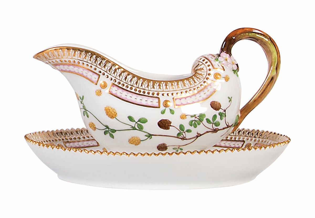 Eccezionale Servizio da Tavola in Porcellana Policroma e Dorata Royal Copenhagen «flora Danica», ...
