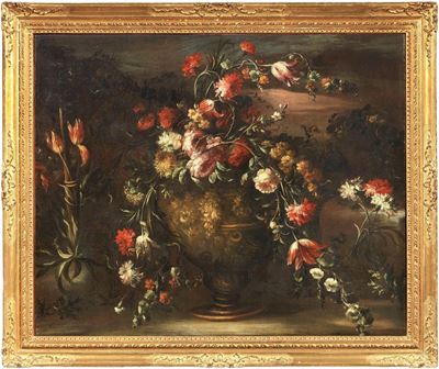 Natura Morta con Fiori e un Vaso Sbalzato