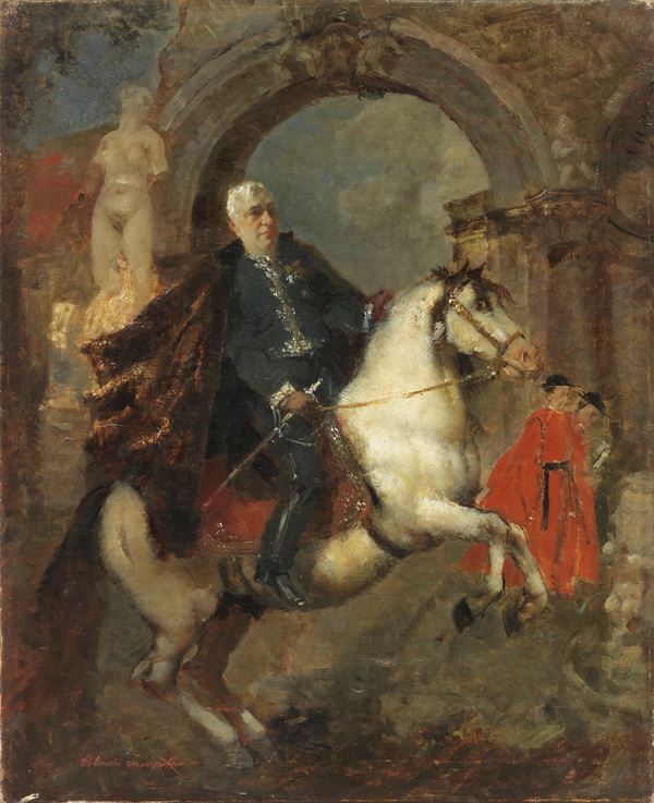 Alessio Issupoff : Cavaliere  - Olio su tela - Auction XIX and XX Century Paintings and Sculptures - Casa d'aste Farsettiarte