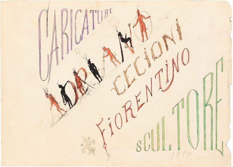 Adriano Cecioni - Importante Album con Venti Caricature