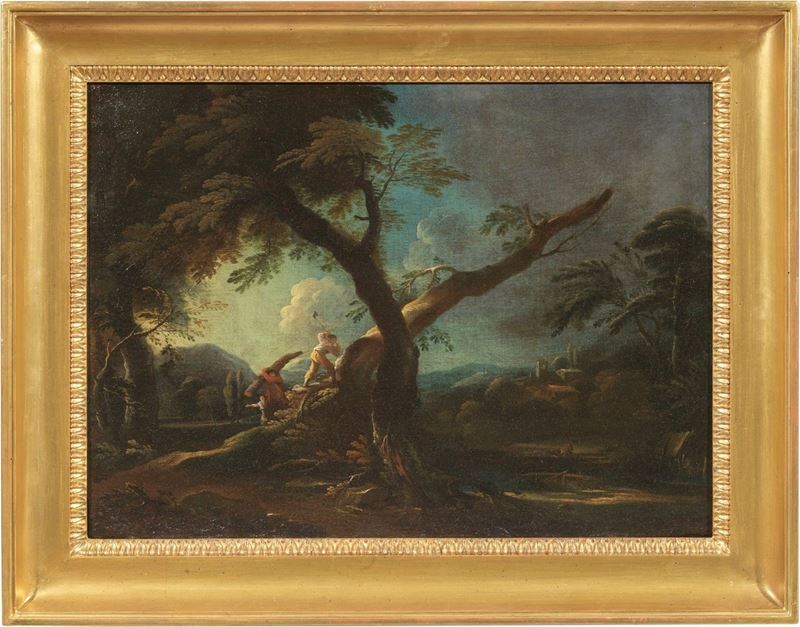 Vittorio Amedeo Gaetano Cignaroli - Paesaggio al Crepuscolo con Figure