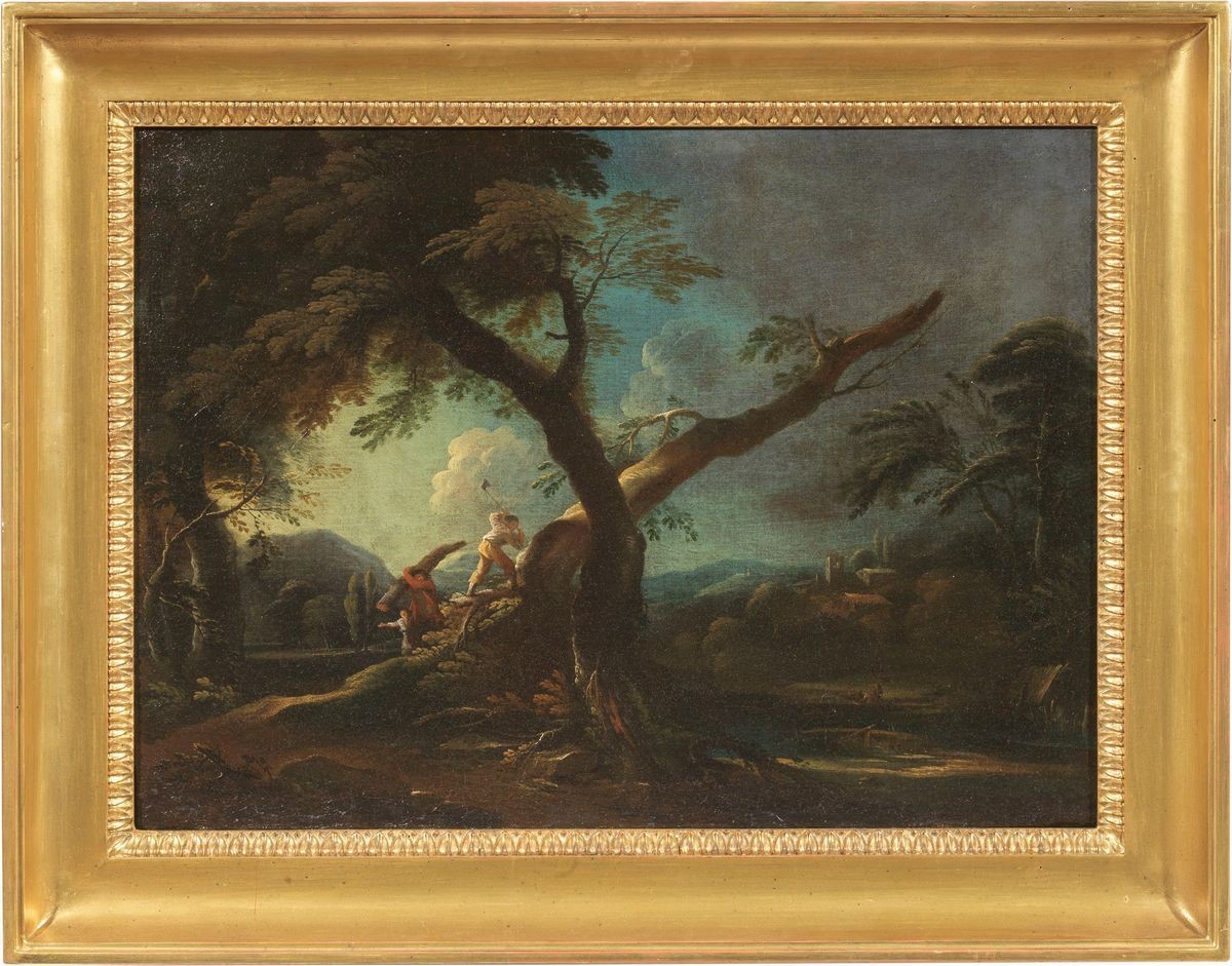 Vittorio Amedeo Gaetano Cignaroli - Paesaggio al Crepuscolo con Figure