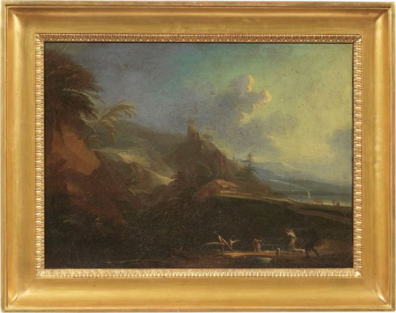 Vittorio Amedeo Gaetano Cignaroli - Paesaggio al Crepuscolo con Figure